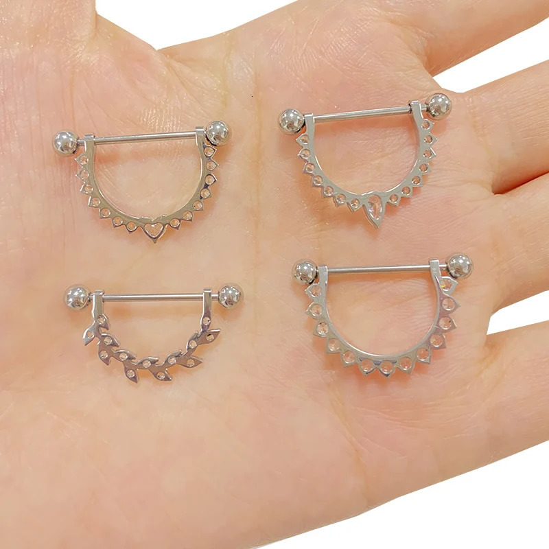 G23 PIERC CZ Paved Hanging Type Nipple Ring Barbell Nipple Hoop Piercing Bar Barbells Nipple Nails14G Piercing Jewelry 250722
