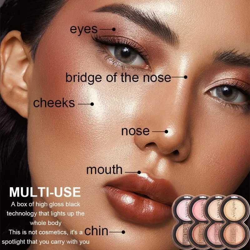 2 Tone Highlight Powder Gloss Glitter Highlight Contour Palette Natural High Gloss Contour Concealer Cheek Color Lasting Light W250722