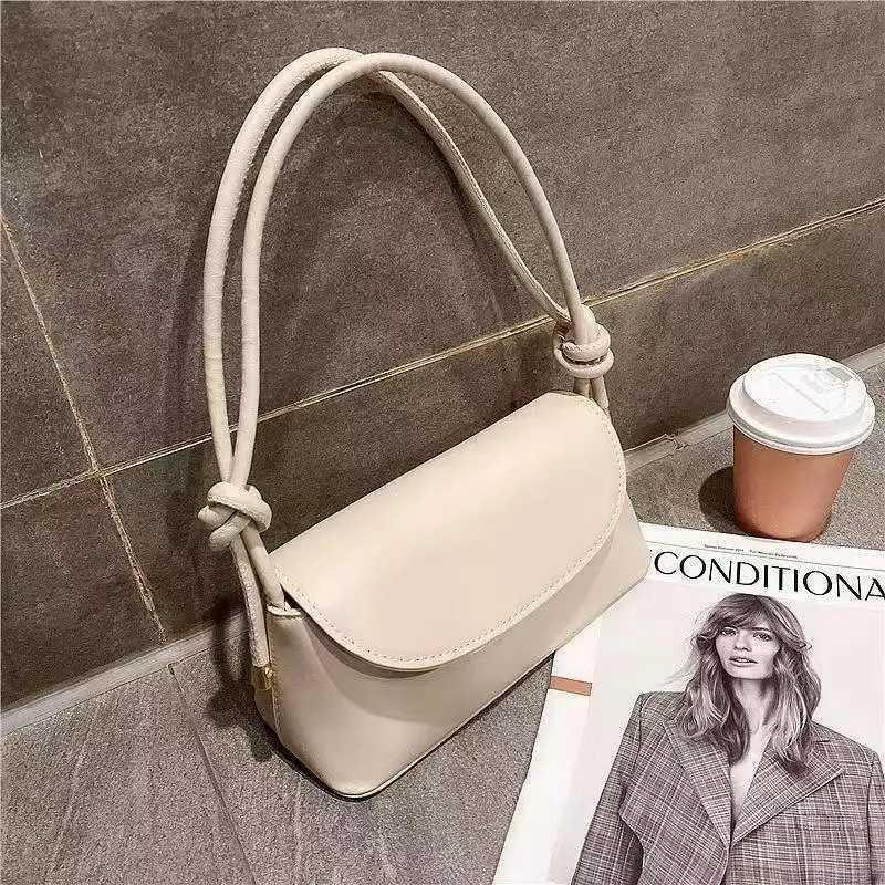 Lady Fashion Simple French One-shoulder Crossbody Solid Color Fashion Underarm PU Leather Small Square Bag XJ250704