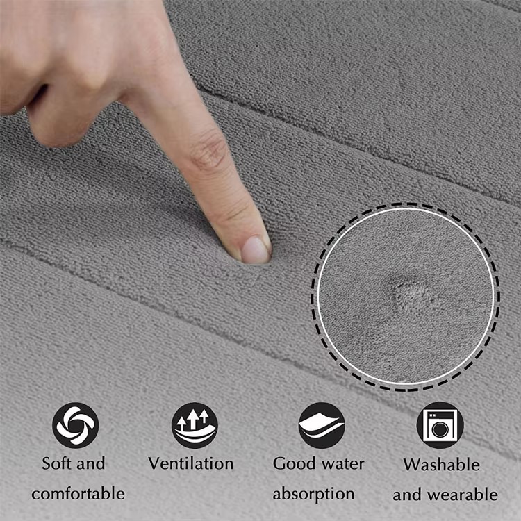 NEW Home Bath Coral Fleece 35D Bathroom Carpet Water Absorption Non-slip Memory Foam Absorbent Washable Rug Toilet Floor Mat