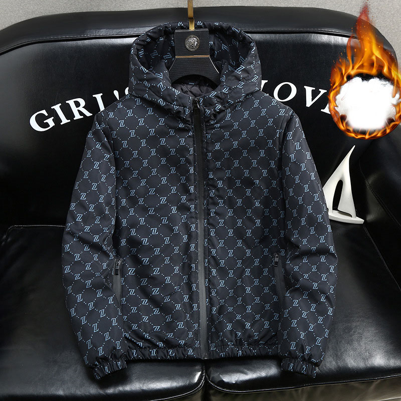 Free Shipping Designer Winter Trend Mens Cotton Coat with Additional Cotton Padding and Hood Comfortable and Warm Cotton Coat
