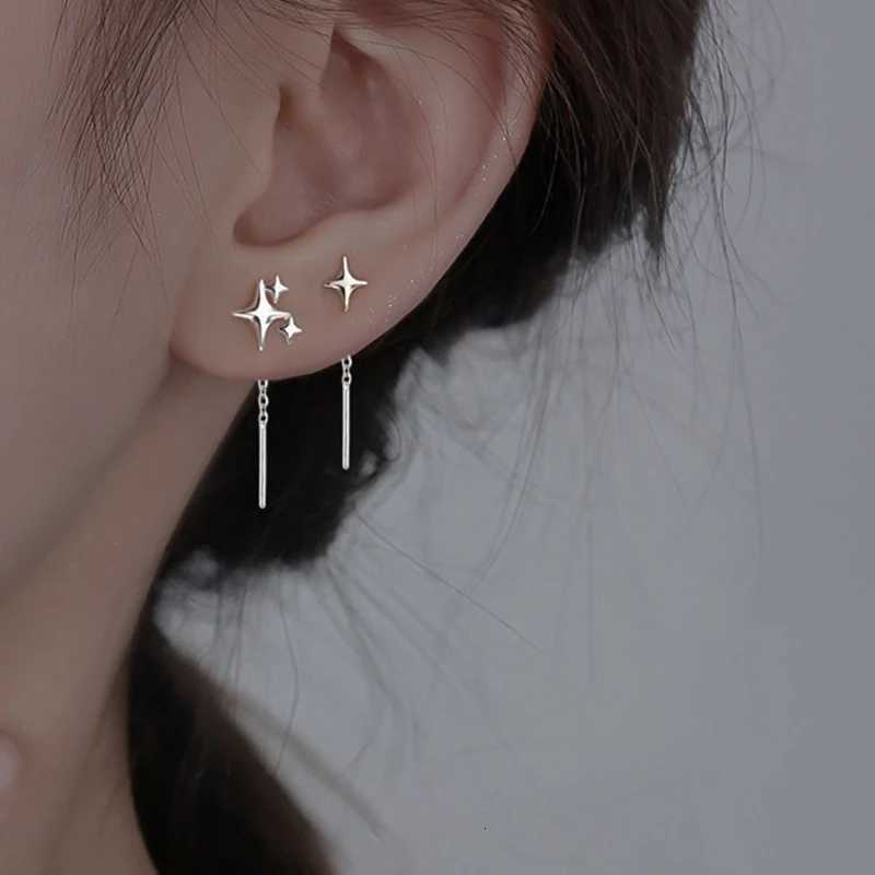 2024 New Korean Star Ear Wire Tassel Thread Chain Climb Star Pendants Drop Earrings Womens Straight Hanging Earrings Jewelry XJ250722