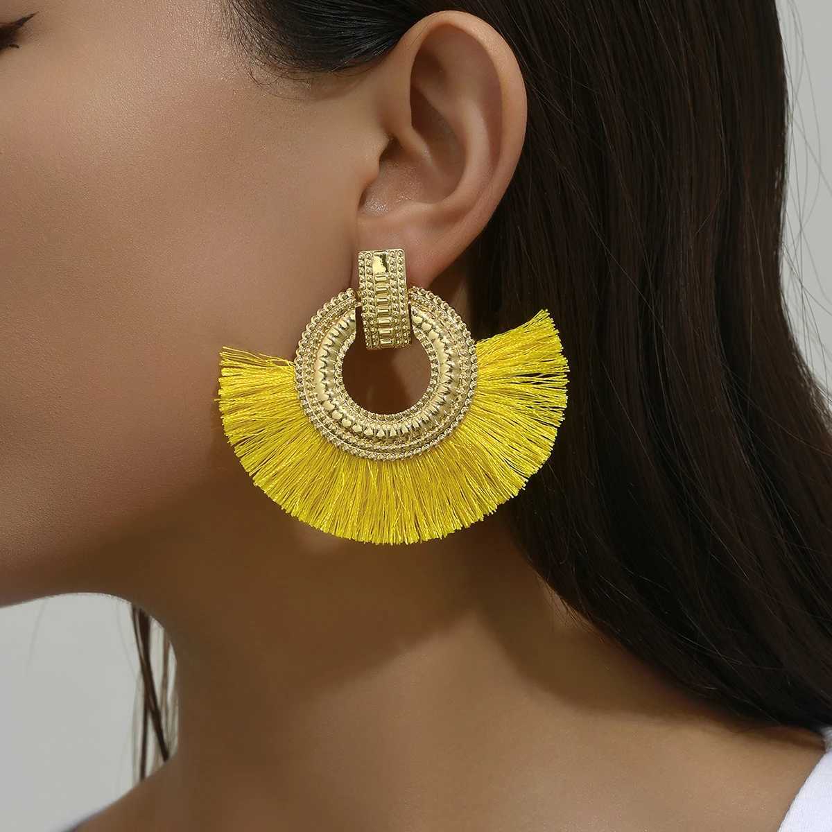 Fashion Bohemian Earrings for Women Big Tassel Dangle Blue Fringe Female Earrings Statement Wedding 2024 Jewelry XJ250722