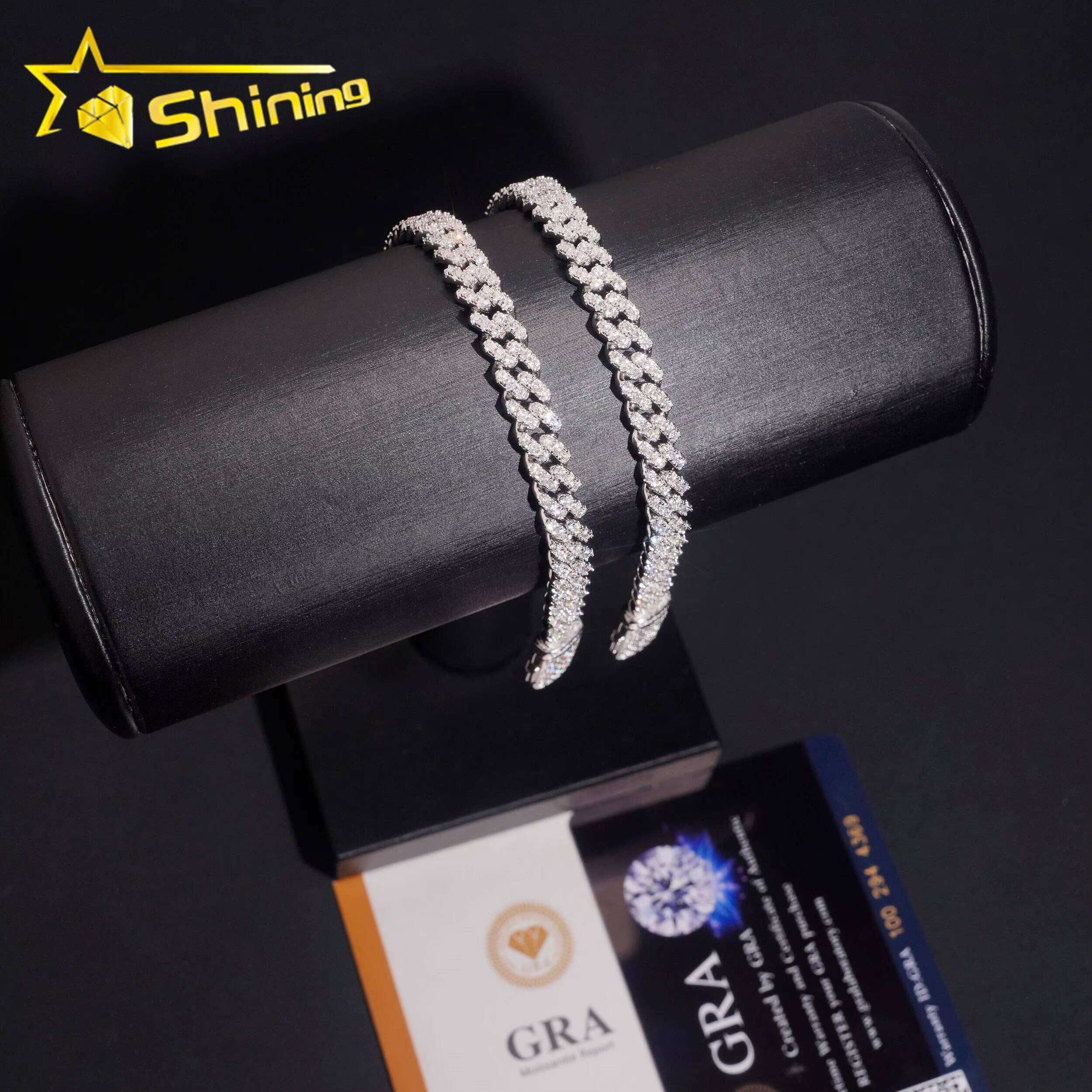 Hot Selling USA Warehouse Ready to Ship 6mm 925 Solid Silver Hip Hop Jewelry Iced Out VVS Diamond Cuban Link Chain Moissanite