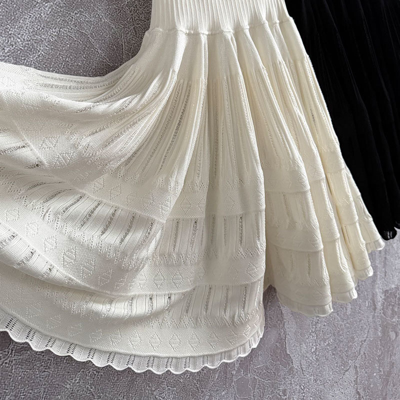 Ladies Solid Knit Vest Dress Designer Classic U-Neck A-Line Dresses Simple Wrap Waist Multi-Color Options Luxury Y2K Party Wear S0745