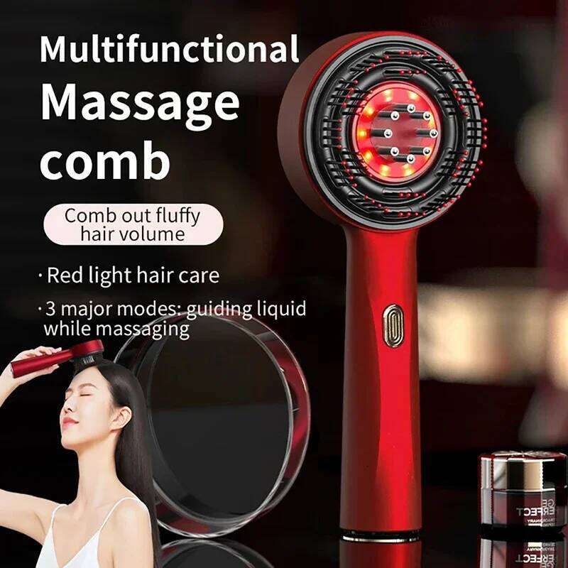 3 Modes Electric Vibration Comb Red Light Therapy Hair Growth Massage Scalp Brush Oil Liquid Applicator Head Massager