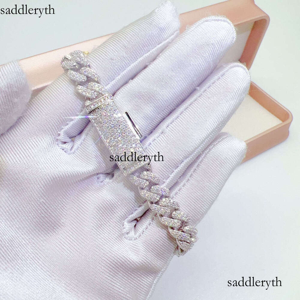 Chains 8mm 18-24inch Sterling Sier VVS Moissanite Cuban Chain Necklace 7/8/9inch Bracelet For Women/Men Nice Gift