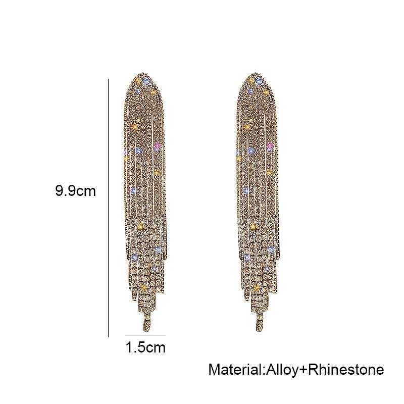 Long Tassel Earrings for Women Korean Crystal Drop Earring Girls Accessories Statement Gold Color Earrings Jewelry Gifts XJ250722