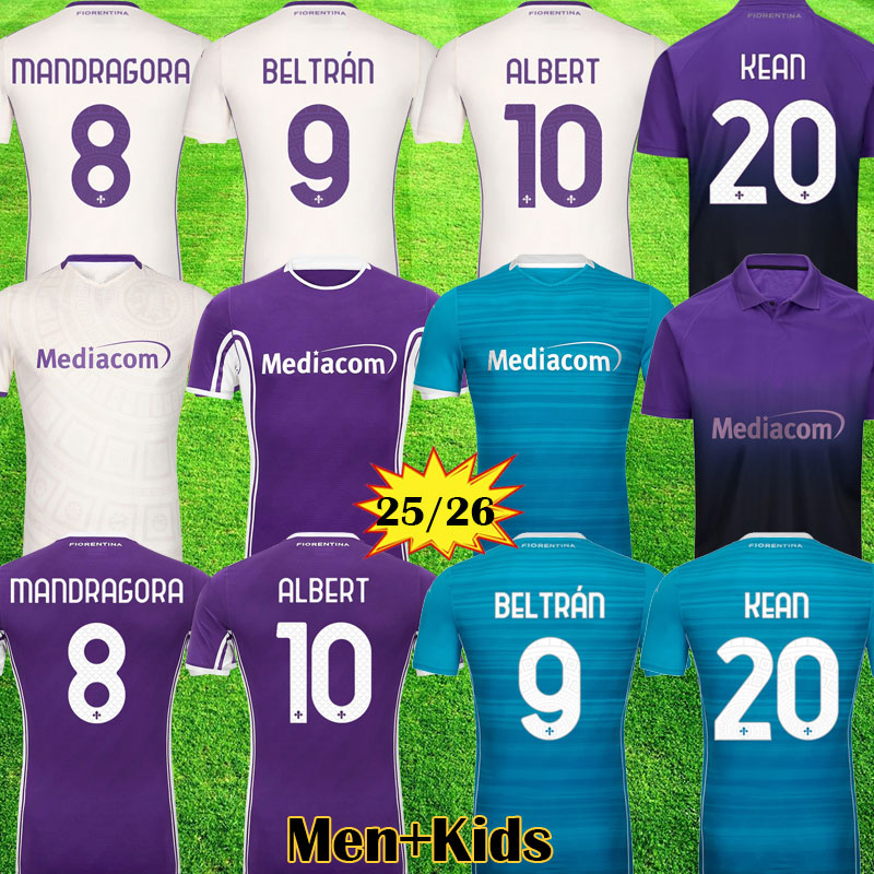 2025 2026 Fiorentinas soccer jerseys ALBERT BELTRAN 25 26 FIORENTINAS Kit CASTROVILLI KEAN KAYODE Florence Third jerseys MANDRAGORA KOUAME ARTHUR 4th men kids sets