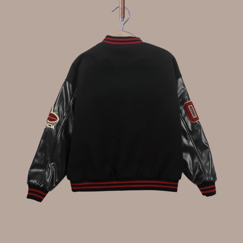 Contrast Color Baseball Jacket with Lettering for Men American Hip Hop Inspired Outerwear Customizable Design