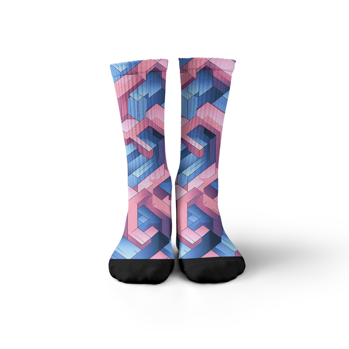 3D Geometric Cube Unisex Tube Designer Socks C082