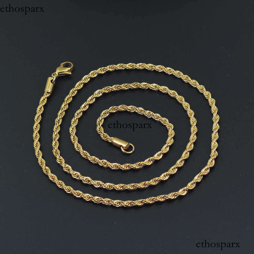 Best Selling 18K Gold Plated 316L Stainless Steel Rope Chain Necklace European Punk Titanium Steel Link Chain Rope Necklace