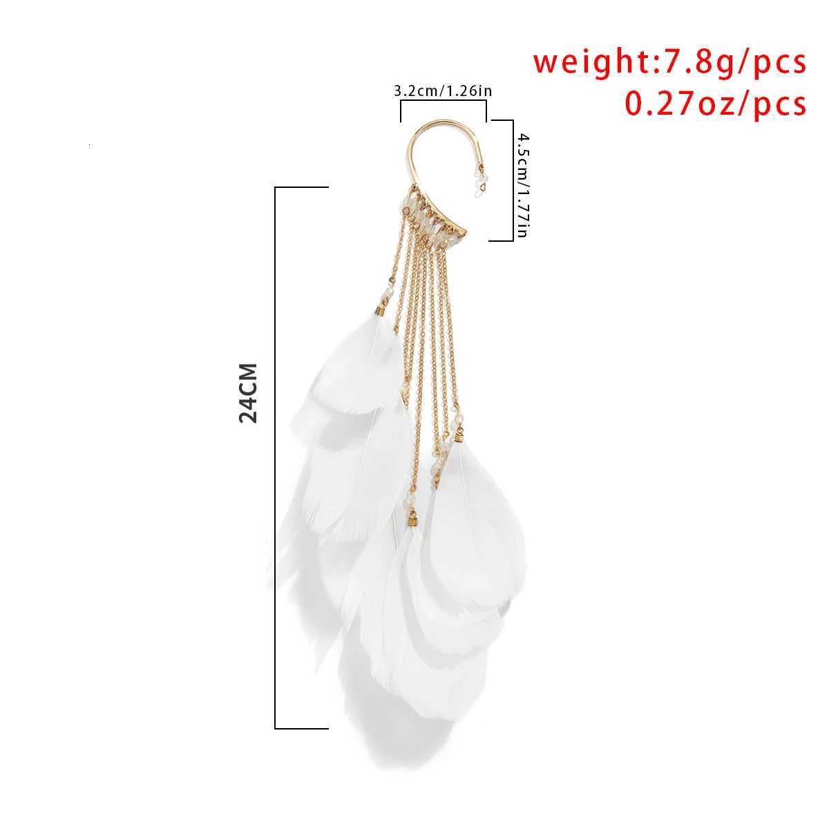 1pcs Creative Bohemia Feather Long Tassel Clip Earrings For Women Personality No Piercing Feather Ear Cuff Party Jewelry XJ250722