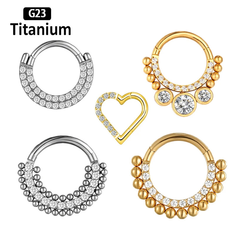 G23 Helix Piercing CZ With Ball Earring Septum Nipple Ring Conch Cartilage Tragus Piercing Jewelry ASTM 36 Nose Rings 250722