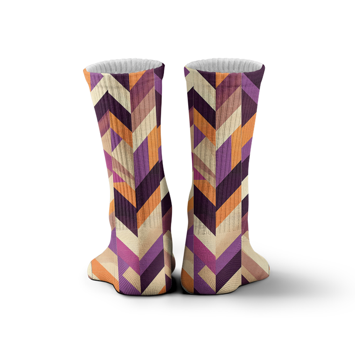 Color - Block Geometric Pattern Unisex Tube Designer Socks C084
