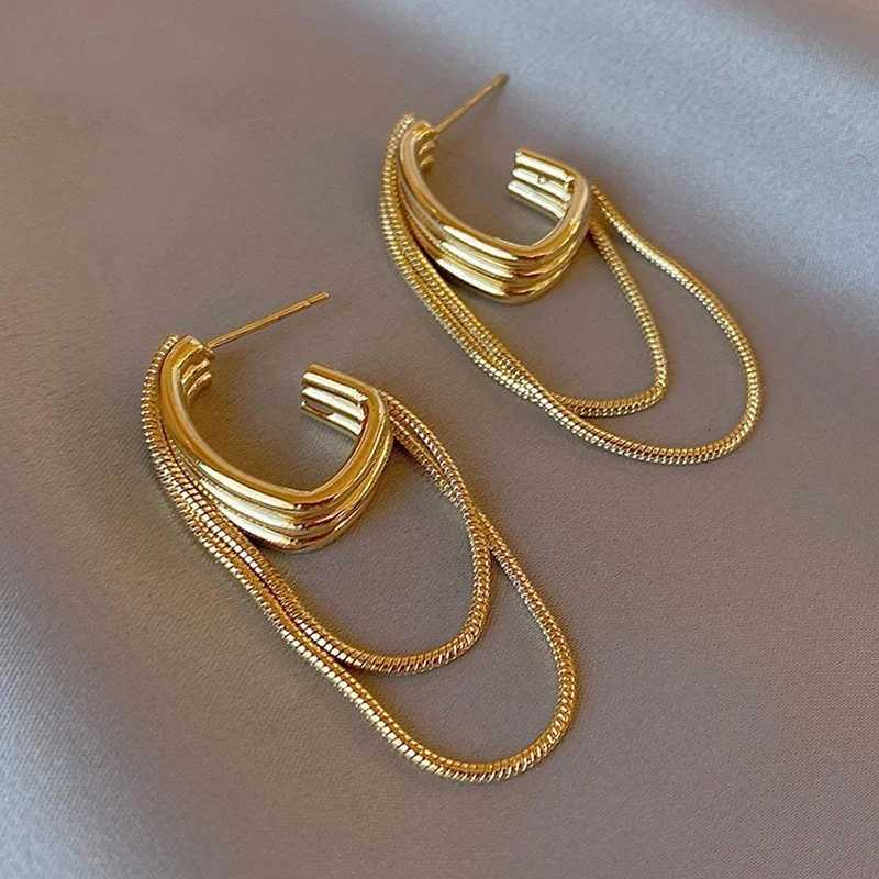 Feminine Temperament Metal Tassel Geometric Earrings 2024 New Design Jewelry Wedding Party Luxury Accessories For Womens Gift XJ250722