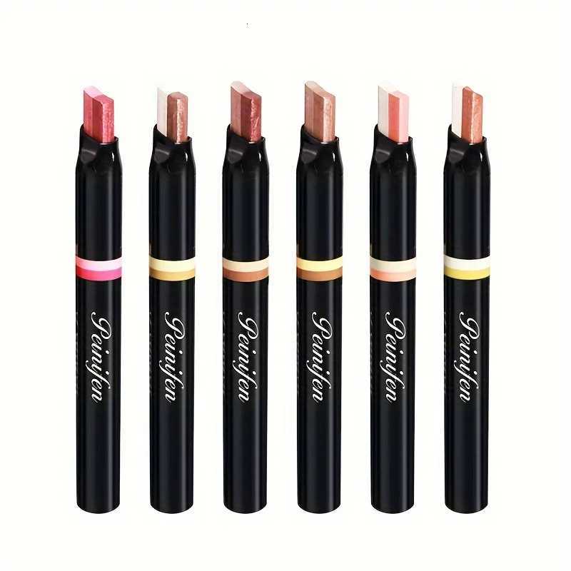 2-in-1 Highlight Glitters Eyeshadow Stick Double-ended 2-color Glitters Shimmer Earth Brown Tone Non-smudged Eye Makeup W250722