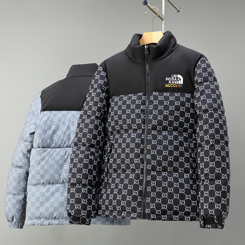 hot Free Shipping Designer Winter Warmth Cotton Coat with Loose Hoodie and Casual Thick Design Trendy Mens Jacket in Black and Gray