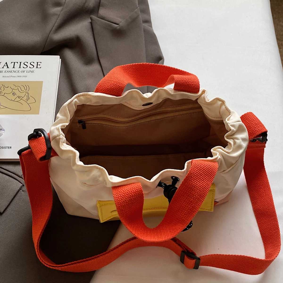 100% Cotton Unisex Messenger Bag Outdoor Functional Shoulder Bag Commuter Shoulder Bag Storage Bag Fem Contrast Backpack Y250722