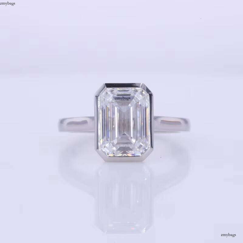 Starsgem 14k Solid Gold Diamant Rings Emerald Cut 1ct 3ct D Color IGI Certified Lab Grown Dia Bezel Setting Engagement Ring