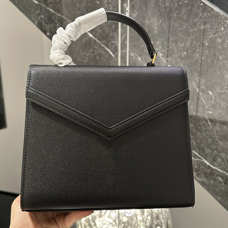 Fashion crossbody bag womens classic messenger bag solid color leather metal logo lock design outdoor 24cm shoulder bag