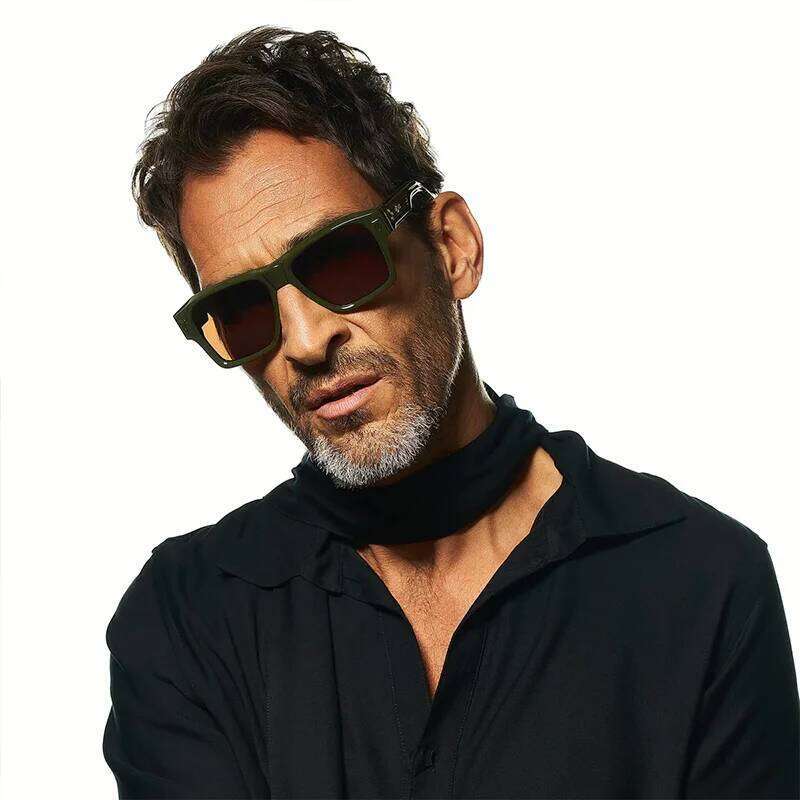 ESTOQUE Men's Vintage Craft Square Black Sunglasses Light Luxuy Designer Brand Top Quality Thick Acetate Solar Glasses for Male