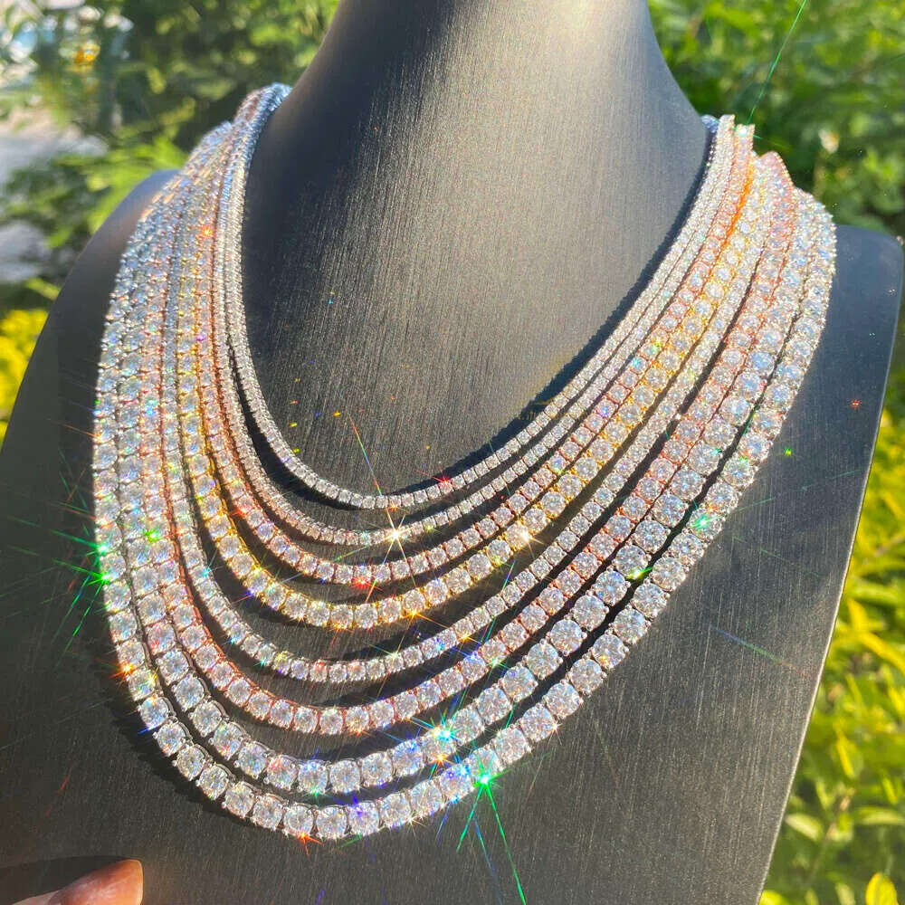 Fine Jewelry Bracelet Necklace 4mm 5mm 6.5mm Custom 10k 14k Gold Plated Sterling Sier 3mm Moissanite Tennis Chain