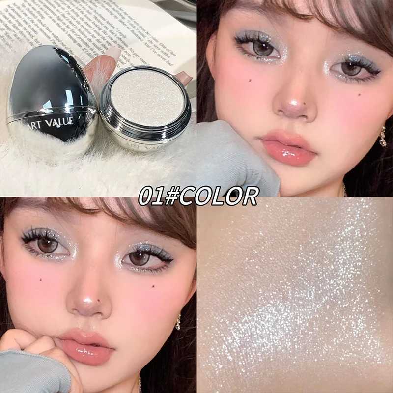 Moonlight White Glitter Highlighter Contour Palette Cute Shaped High Gloss Champagne Shimmer Makeup Brightening Highlight W250722