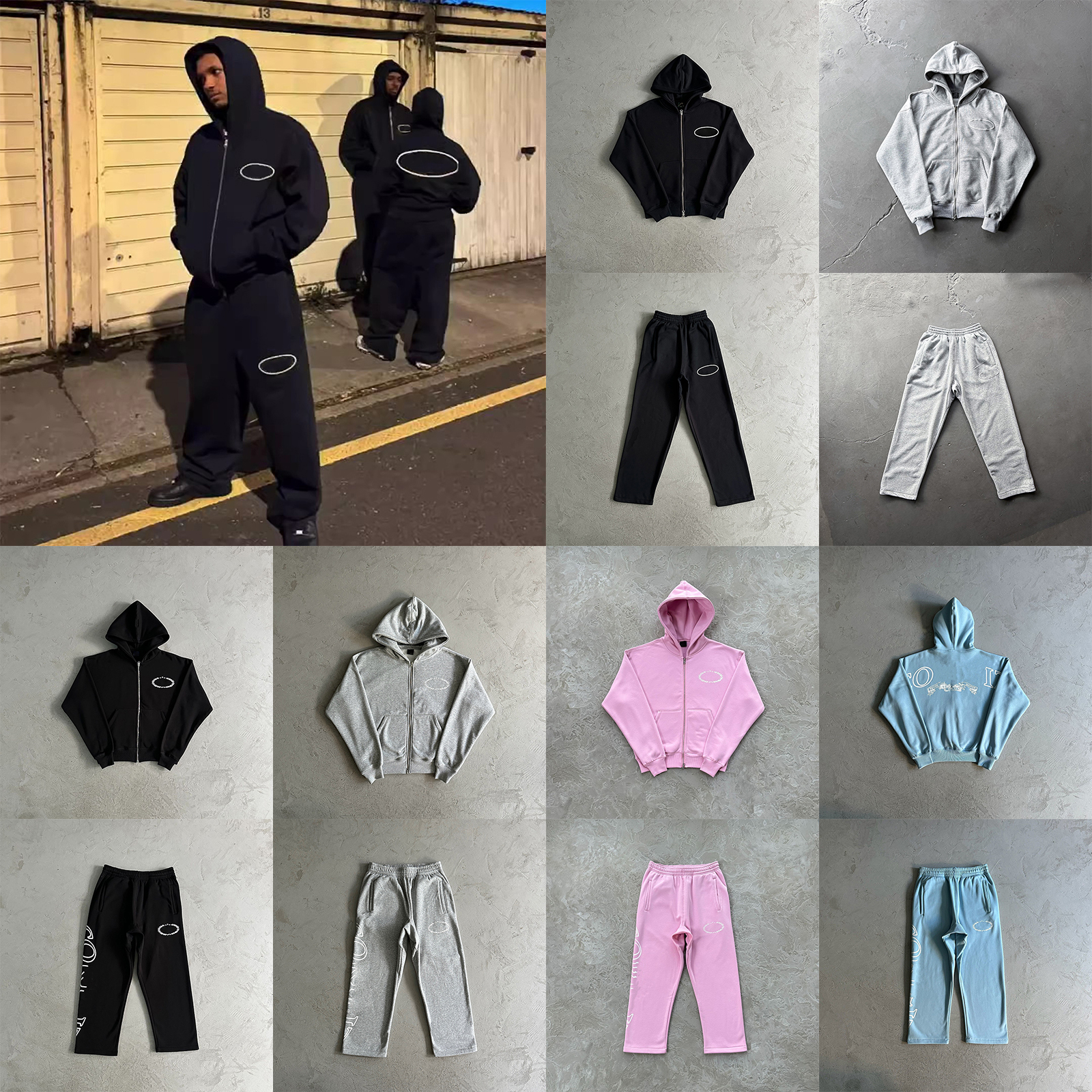 Designer Men's Tracksuit Letter Pattern Print Zip Cardigan Hoodie Trousers Vintage Hip Hop Cotton Sweatpants Set Men Street Wear