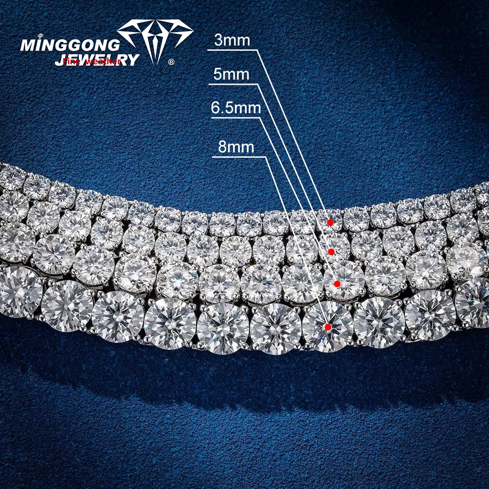 Factory Direct 925 Moissanite Diamond 100% Passed Diamond Test Tennis Chain Hip Hop Bling Style Necklace High Quality Product