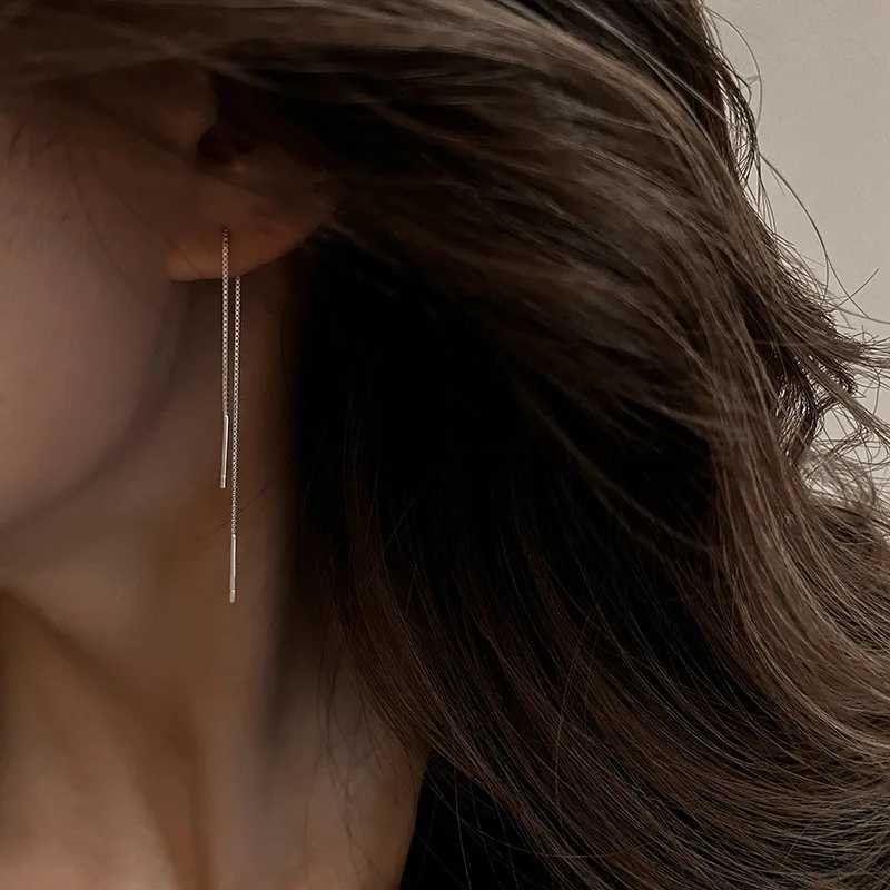 Trend S925 Silver Needle Long Earrings Wire Tassel Chain Drop Earrings Womens Straight Hanging Earrings Jewelry Gifts XJ250722