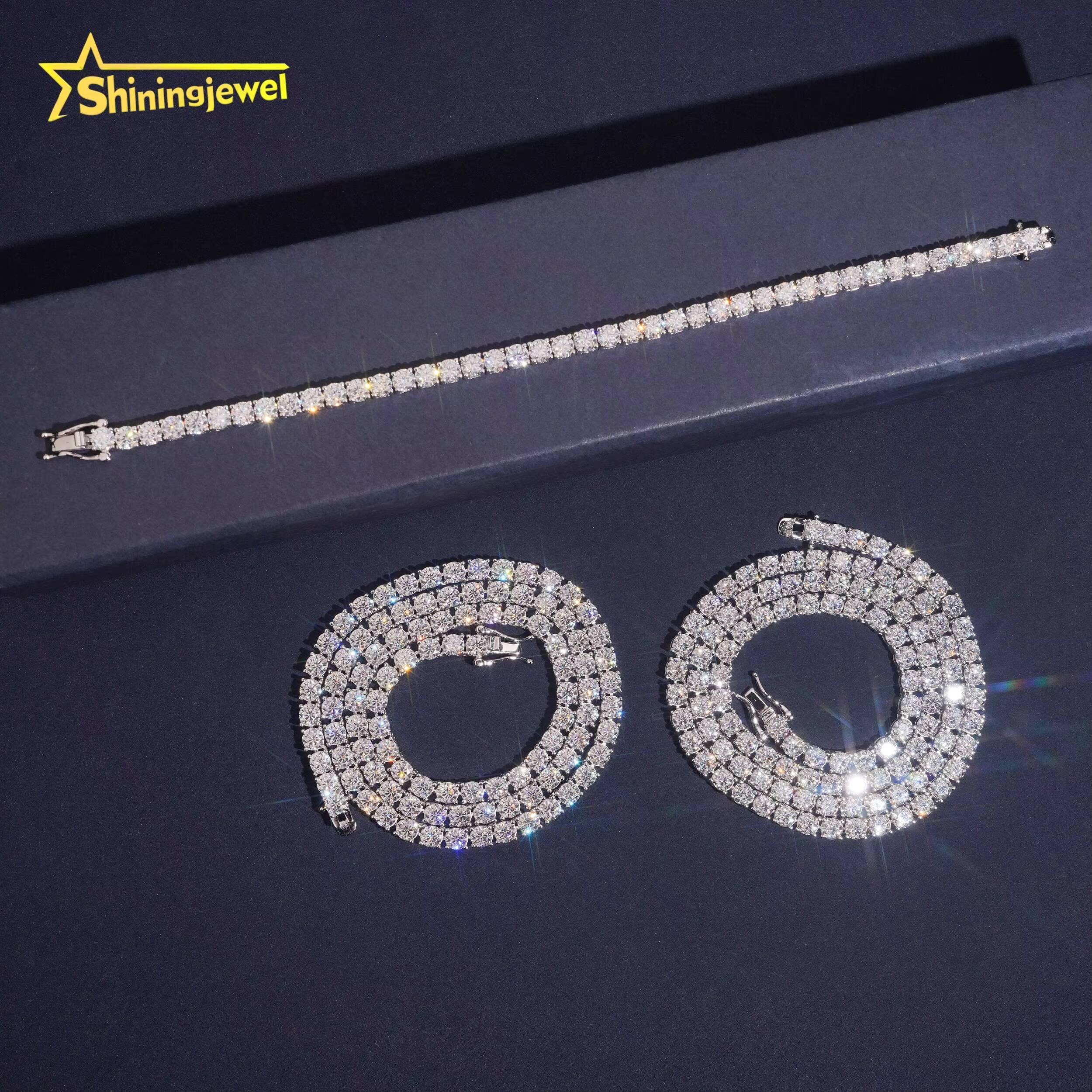 USA Warehouse Hot Selling 3mm Fast Delivery Pass Diamond Tester 925 Moissanite Tennis Bracelet Tennis Chain Moissanite