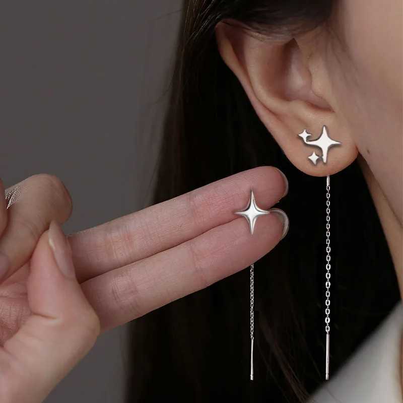 New Korean Star Ear Wire Tassel Thread Chain Climb Star Pendants Drop Earrings Womens Straight Hanging Earrings Jewelry Gifts XJ250722