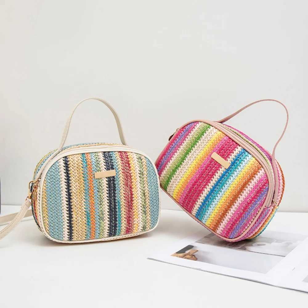 Rattan Knitting Wen Str Bag Beach Summer Chain Small Purse and Handbag Fem Shoulder Crossbody Bags Travel Design Flap Bag Y250722