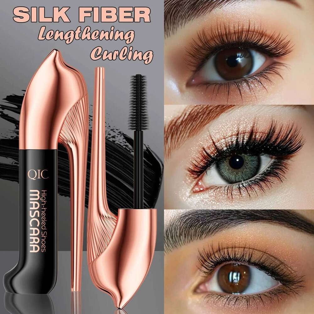 QIC High-heeled Shoes Mascara 3D Fiber Mascara, Long Black Volumizing Eyelash Extension, Waterproof Eye Makeup Tool X250722
