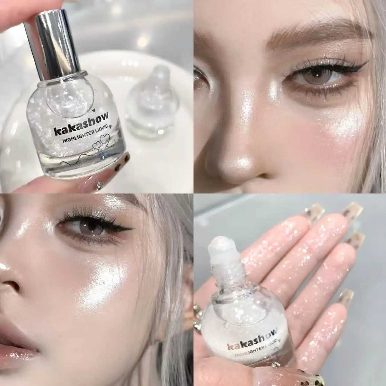 kakashow Liquid Highlighter Diamonds Ball Highlights Shimmer Glow Brightening Glitter Multifunctional for Face and Eyes and More W250722