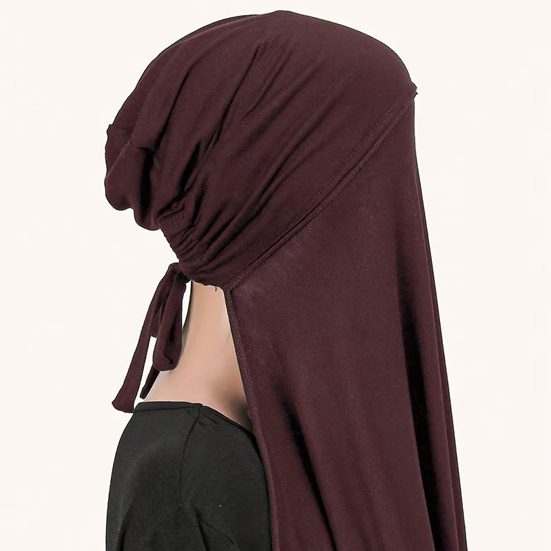 T1281 new style mercerized cotton with strap hood integrated lazy headscarf shawl scarf