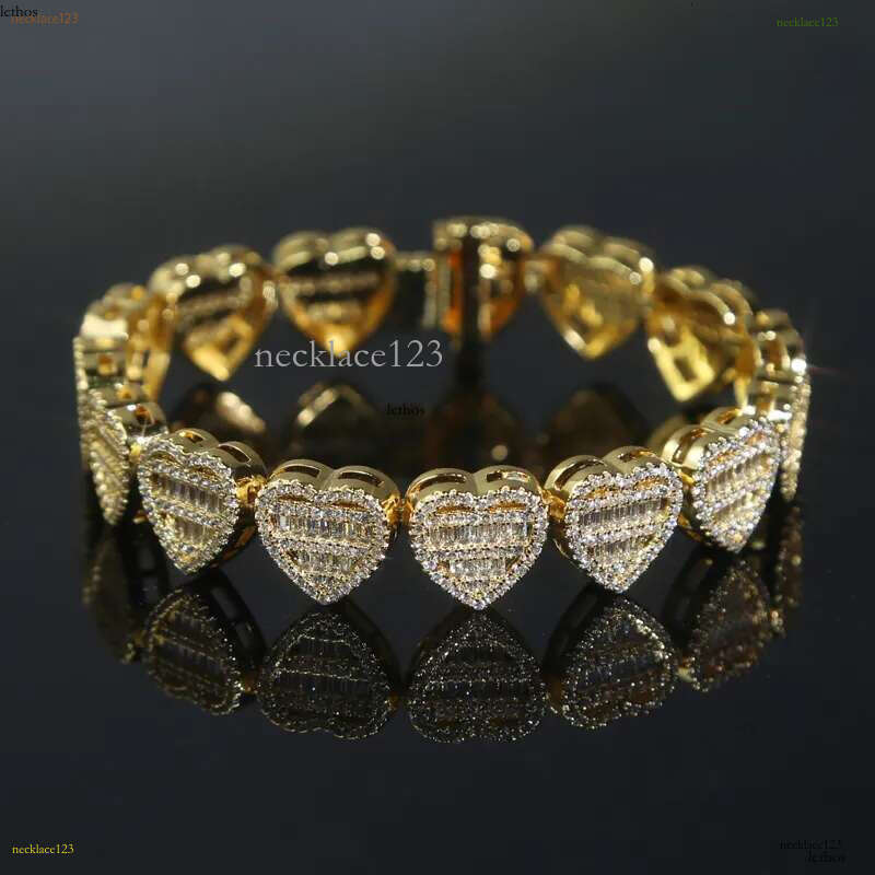 Luxury designer Heart-shaped tennis Bracelet Women's full Spread Ice Out VVS Moissanite Bracelet Hip Hop Jewelry Gift Free shipping