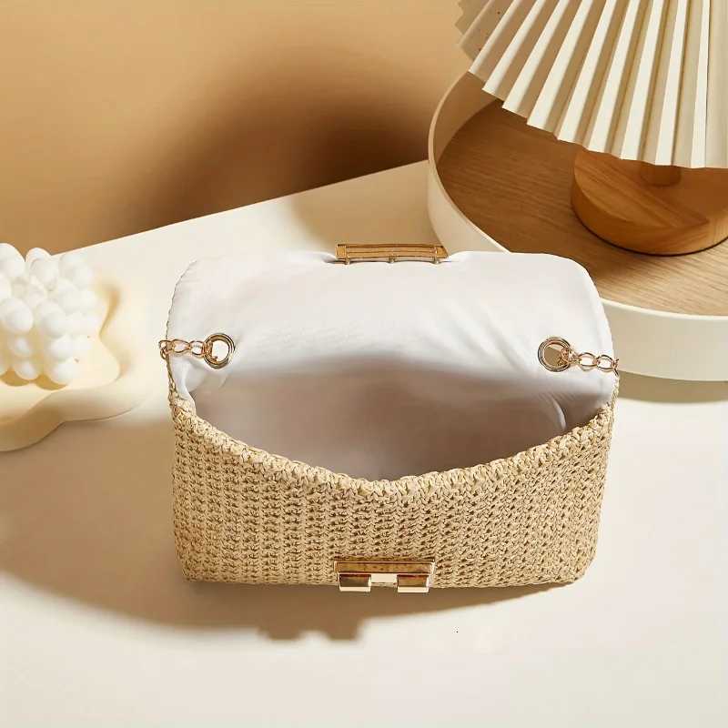 Woven Str Handwoven Mens Shoulder Bag Fi Solid Color Crossbody Purse with Lock Closure Y250722