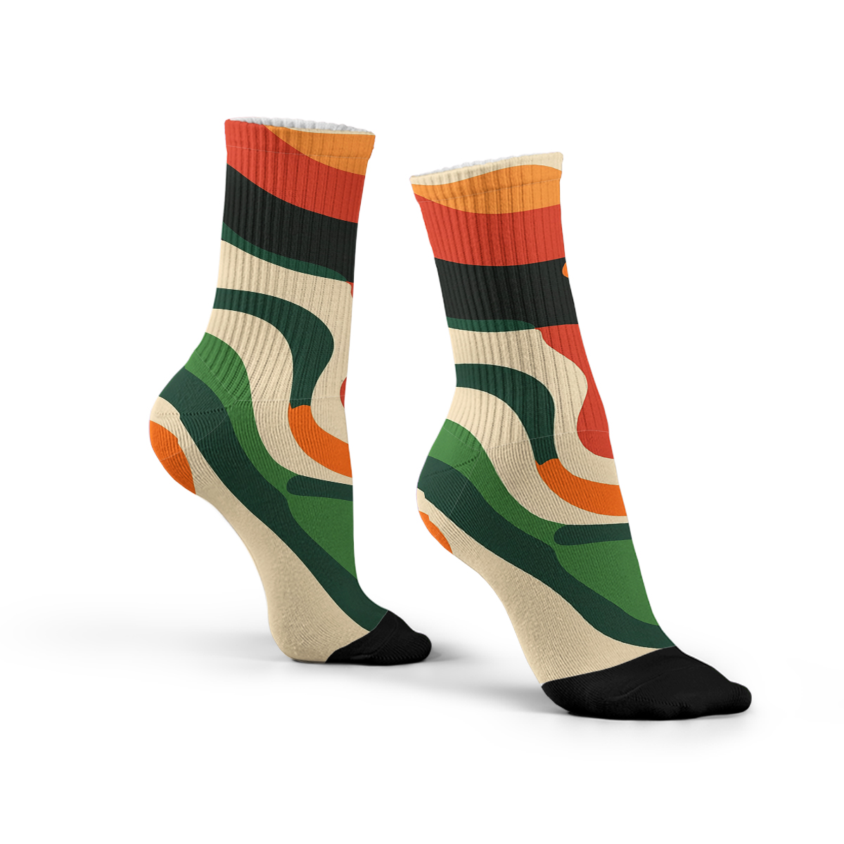 Colorful Abstract Wave - Pattern Unisex Tube Designer Socks C085