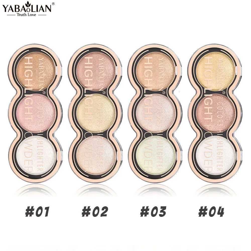 3 Colors High Gloss Highlighter Palette Makeup Face Brighten Contour B Waterproof Shimmer Powder Body Illuminator Cosmetics W250722