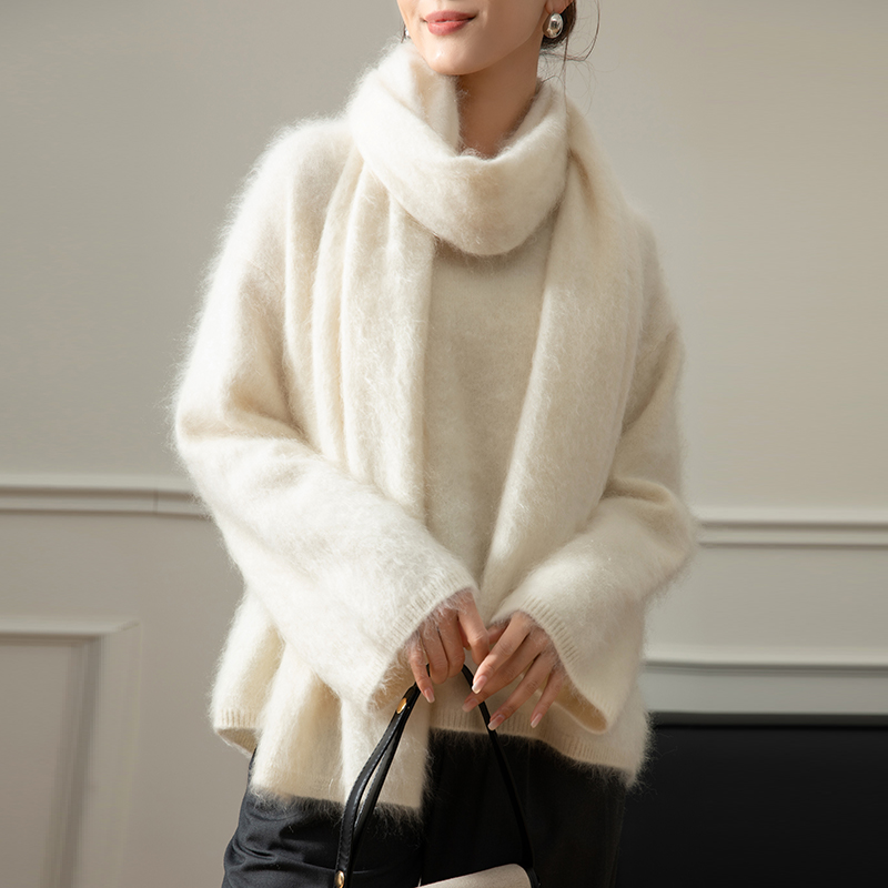 Autumn and winter new round neck pullover warm sweater 100% cashmere loose lazy wind cashmere sweater female hot-sale products