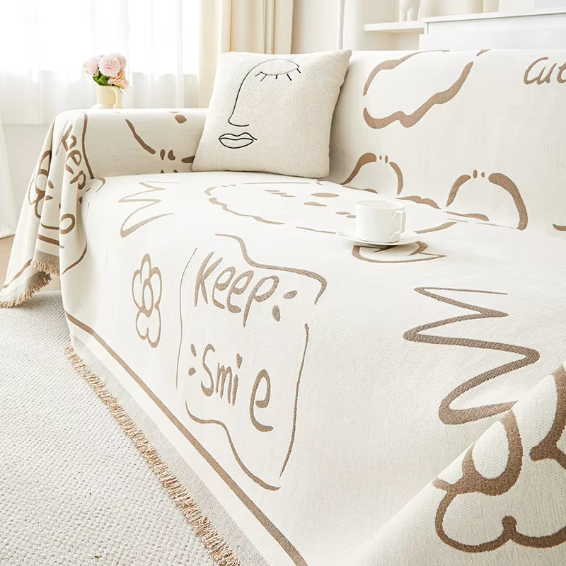 VIKAMA Cartoon Bear Printing Sofa Towel Non Slip Washable Living Room Universal Sofa Cover Cover Four Seasons Applicable Stain Resistant Easy Care