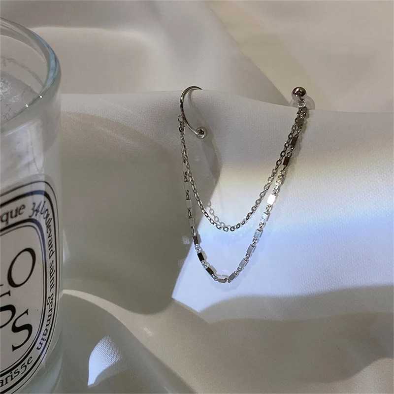 1 Pc Multi Layer Chain Earrings Long Tassel Piercing Stud Earring Ear Cuff Womens Clip Earrings 2025 Silver Color Ear Jewelry XJ250722