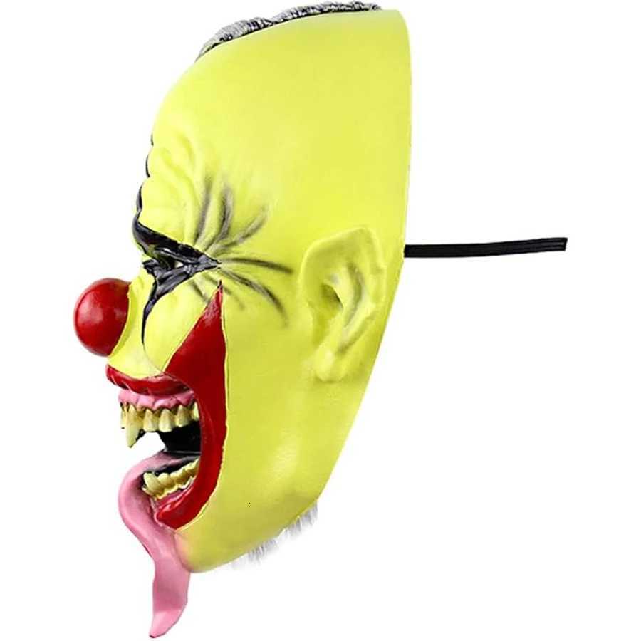 Halloween Mask - Green Horror Clown Mask with Hair Terrifying Halloween Costume Face Mask for Adults Party Disguise Y250722