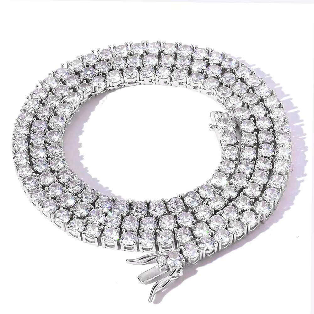 Pass Diamond Tester RTS Hip Hop Jewelry Charms Iced Out 2.0mm-6.5mm Lab Diamond 925 Silver VVS Moissanite Tennis Chain Necklaces