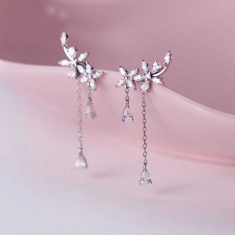 Floral Drop Korean Earrings for Women Wedding Flower Tassel Dangle Earrings Crystal Zircon Bridesmaid Jewelry Gift XJ250722