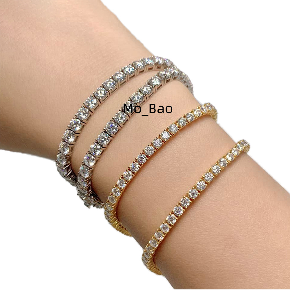 Iced Fine Hip Hop White Gold Plated Luxury S925 Sterling Silver VVS Moissanite Diamond Women Tennis Bracelet