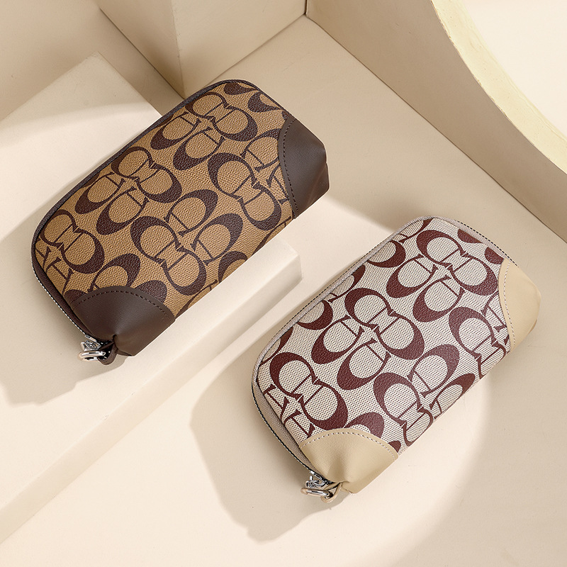 2025 Double Zipper Vintage Print Long Wallet for Women - Slim Coin Purse Organizer with Retro Pattern Design