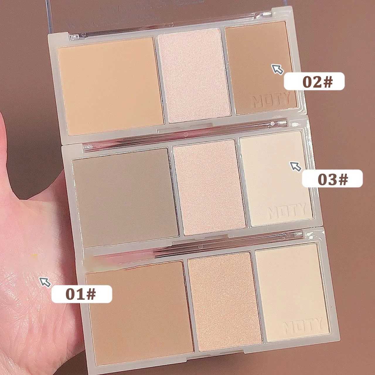 3-Color Bronzer Contouring Palette Face Matte Brown Coffee Contour Shadow Powder High Gloss Illuminator Makeup Shaping Palette W250722